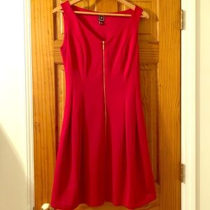 Red, sleeveless dress